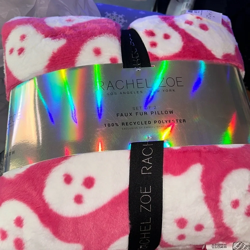 NEW Rachel Zoe Halloween Hot 2 Pink Ghost Pillows
